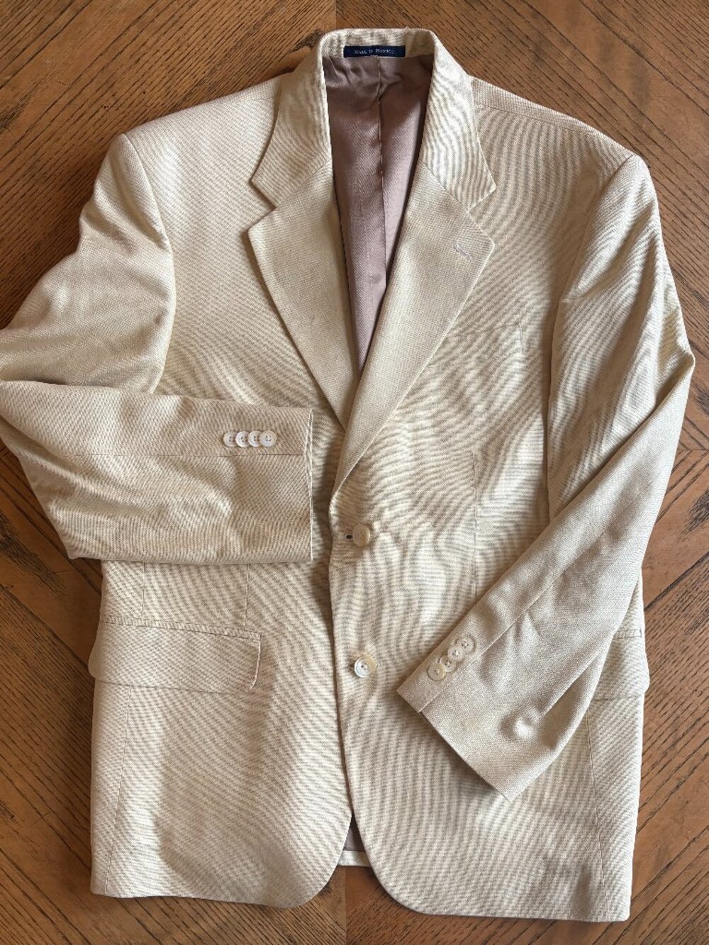 Land's End Cream Woven Blazer Men's Two-Button Sport Coat